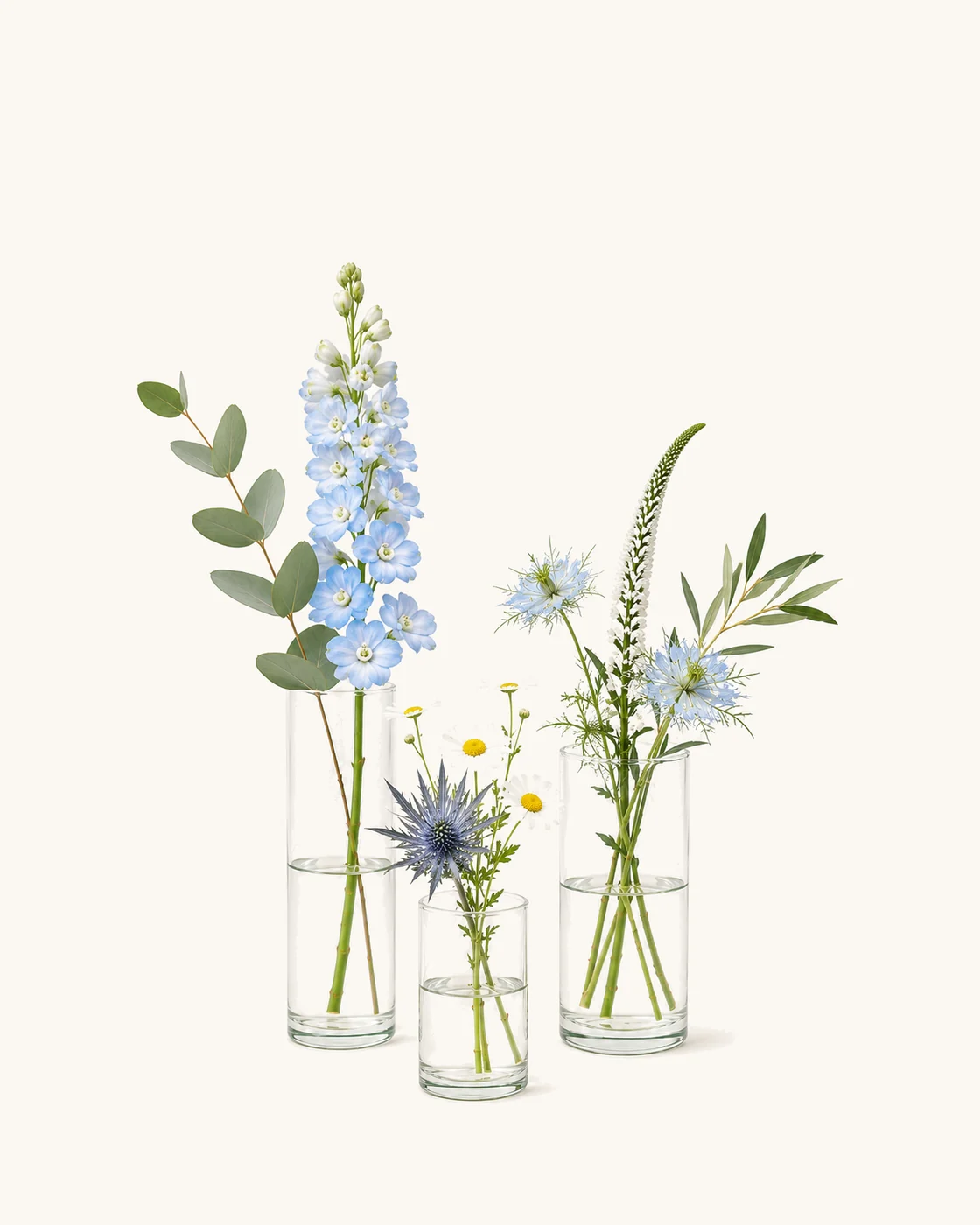 The Hackney Blue bud vases