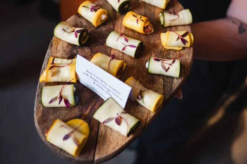 Rustic grazing board with canapes at The Hackney