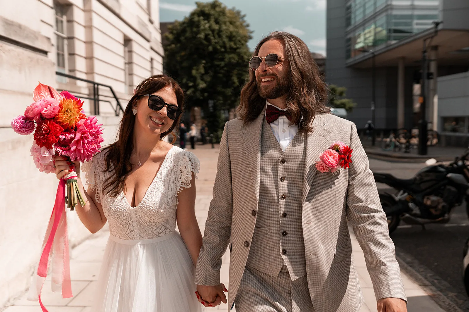 Charlotte & Stephen on their wedding day at The Hackney